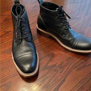 Perry Ellis Black Men's Lace-Up Boots